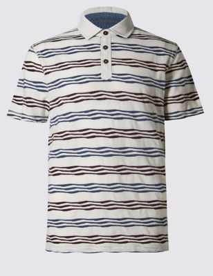 Pure Cotton Tailored Fit Striped Polo Shirt